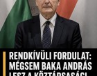 Rendkívüli fordulat: mégsem Baka András lesz a köztársasági elnök?