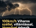 4 megye kapott riasztást – 100km/h Viharos széllel, villámlással, zivatarokkal akár 2cm es jégesővel érkezik a lehűlés