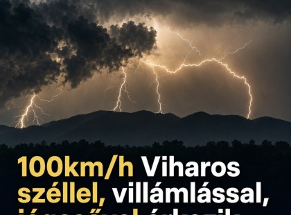 4 megye kapott riasztást – 100km/h Viharos széllel, villámlással, zivatarokkal akár 2cm es jégesővel érkezik a lehűlés