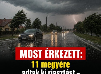Jön a vihar ! 11 megyére adtak ki riasztást !Hatalmas égszakadás jön !2 cm-es jégdarabokra hívja fel a figyelmet a meteorológiai szolgálat, amihez 90 km/órás szél társul ! cikk a hozzászólásoknál olvasható!