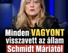 Minden VAGYONT visszavett az állam Schmidt Máriától-vége a KEKVA-nak!