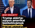 Trump aláírta: súlyos amerikai büntetővámok fenyegethetik Magyarországot!