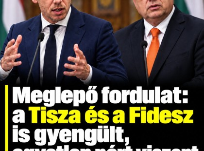 Meglepő fordulat: a Tisza és a Fidesz is gyengült, egyetlen párt viszont erősödni tudott!