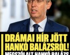 Most jelentette be Hankó Balázs felesége! EZ hihetetlen, a történtek fényében erre senki nem volt felkészülve: Részletek lent a hozzászólásoknál!